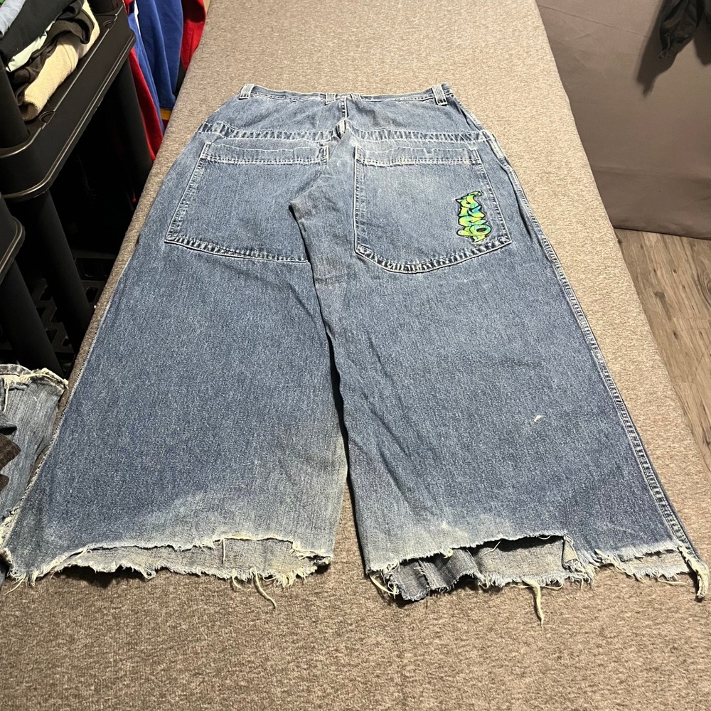 JNCO Jeans Mens 34x30 Vintage Wide Leg Baggy Skater Denim Light Wash Blue